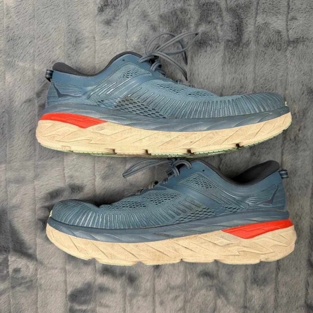 Hoka Bondi 7 Mens 12 Wide 2E Running Shoes Real Teal Blue 1110530 RTOS